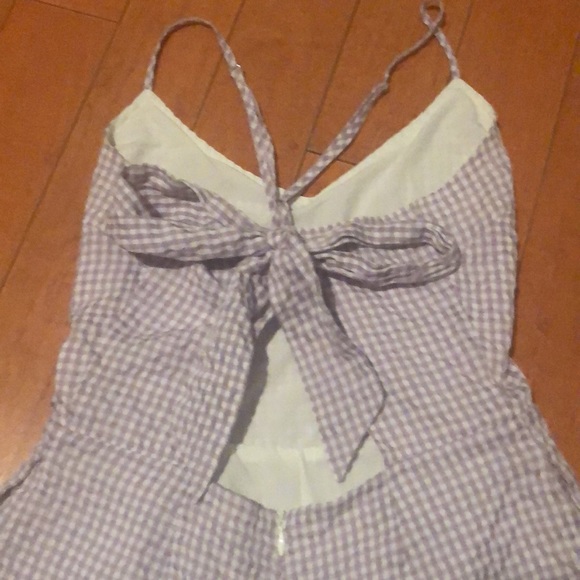 Purple Plaid Rompers - Picture 3 of 4